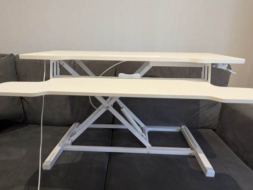 White standing desk converter - standing,